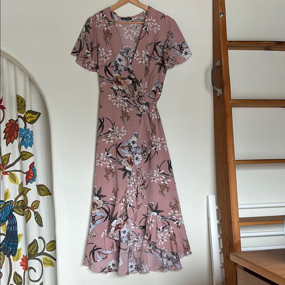 Floral Pink Wrap Dress